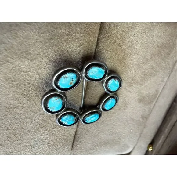 Vintage Native American Sterling Silver & Turquoise Pendant Brooch EXCELLENT - Picture 6 of 8